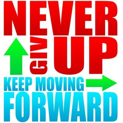 NEVER GIVE UP   White Outlines